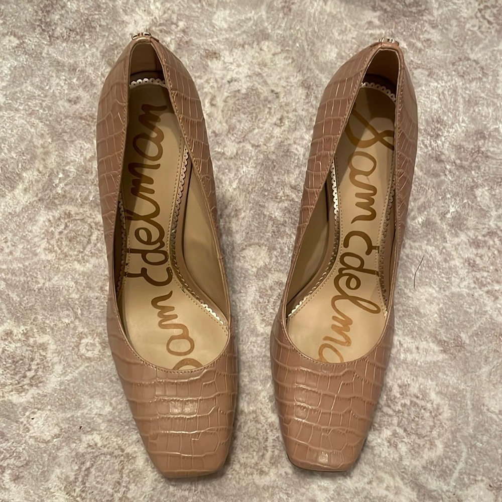 Sam Edelman square toe croc embossed leather size 8 1/2